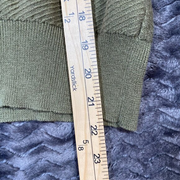 J.Crew Olive Green Ruffle Neck Sweater Ribbed Knit pullover,womens size XS - Picture 9 of 9
